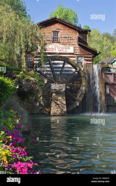 Water Powered Working Grist Mill At Dollywood Theme Park In Pigeon