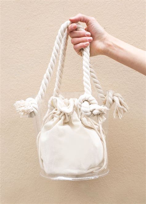 Rope Handle Clear Vinyl Bucket Bag Bucket Bag Minimalist Bag Hobo