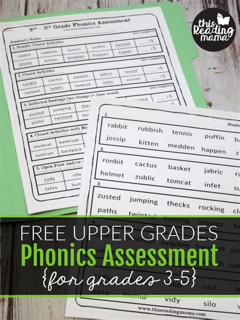 Upper Grade Phonics Assessment 3rd 5th Grades This Reading Mama