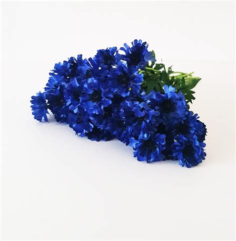 1 Dark Blue Cornflower Branches Artificial Flowers Silk Cornflowers