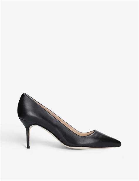 Manolo Blahnik Bb 70 Pointed Toe Leather Heeled Courts In Black Lyst