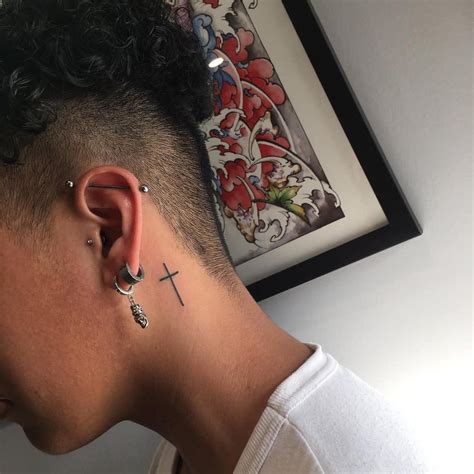 Details More Than 76 Male Cross Tattoo Behind Ear Best Vn