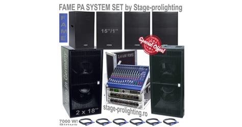 .the basic idea of the set up (starting from source) is a guitar, plugged into a lexicon omega interface which is hooked to a dell laptop (running windows xp.)via usb and a pa system via audio. FAME PA System SET 7kW