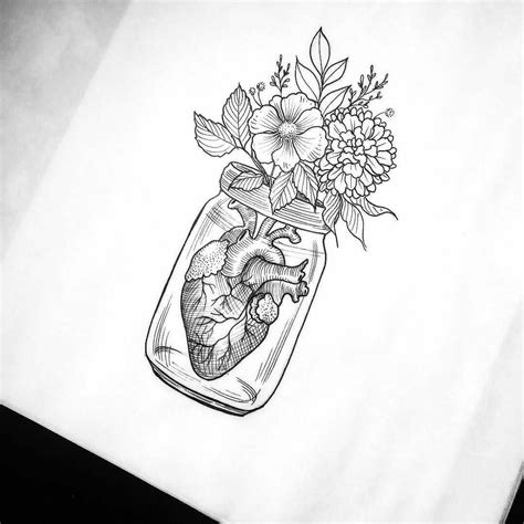 Corazón Flores Dibujos De Corazones Dibujos A Lápiz Y Tatuaje De
