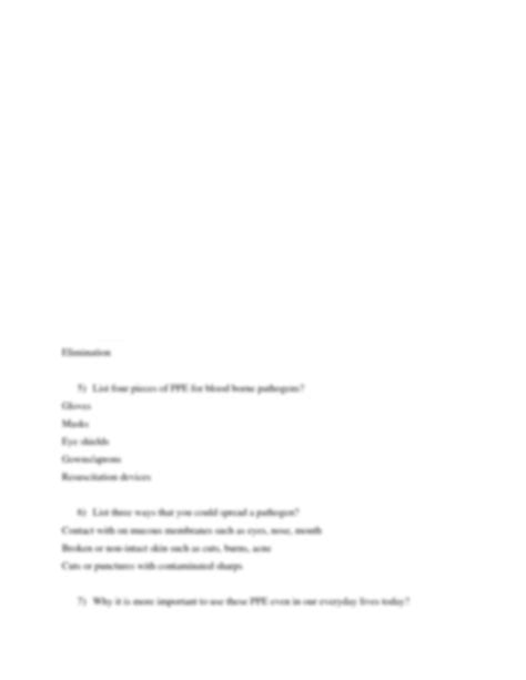 SOLUTION: Bloodborne Pathogen Review Questions Answers - Studypool
