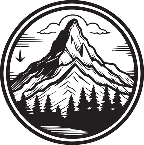 Hand Drawn Vintage Mountain Logo In Flat Line Art Style 24786965 Png