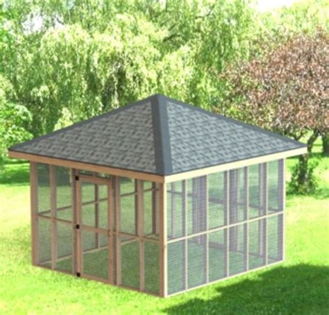 Hip roofs can be designed over square shaped buildings, as well as on rectangular ones; Screened In Gazebo Building Plans I Hip Roof - 12 x 12 ...