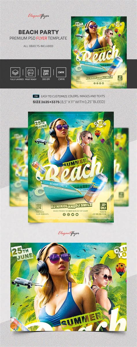 green modern beach party premium flyer template psd by elegantflyer