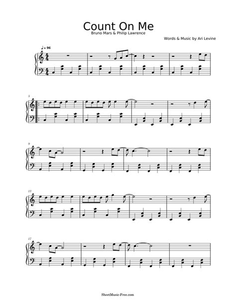 Count On Me Bruno Mars And Philip Lawrence Sheet Music For Piano Solo