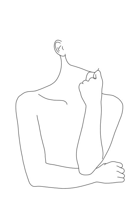 Womans Body Line Drawing Illustration Helen Mini Art Print By The