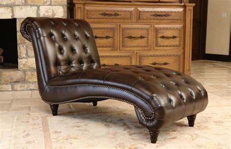 Mirabello Brown Hand Rubbed Leather Chaise Furniture Upholstered Chaise Lounge Abbyson Living