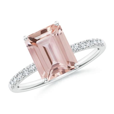 Emerald Cut Morganite Engagement Ring With Diamonds Angara