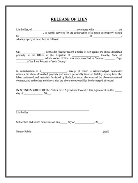 Release Of Lien On Real Property Form Fill Out And Sign Printable PDF