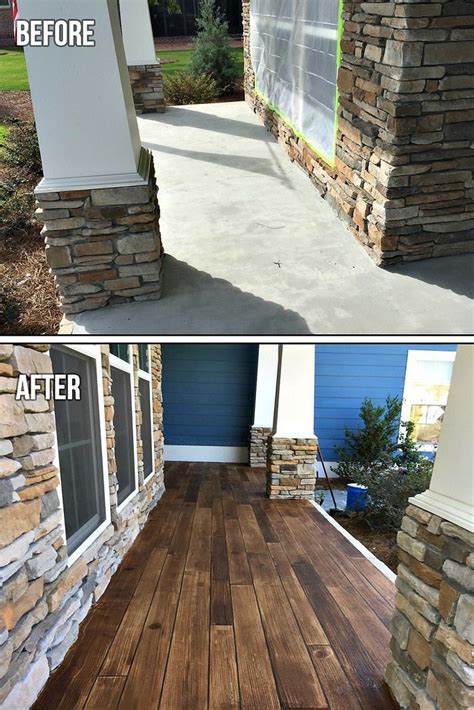 Concrete Faux Wood Before And After Concrete Patio Makeover Concrete