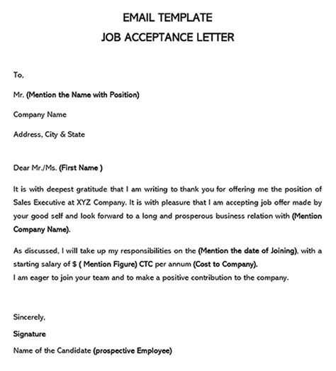 How To Write A Job Acceptance Letter Samples