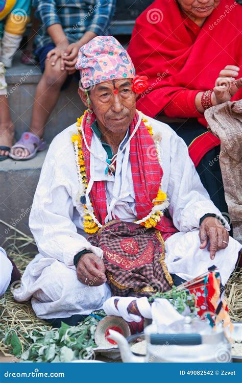 nepali brahman old man wearing traditional hat editorial photo 43170523