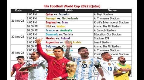 2022 World Cup Schedule Football