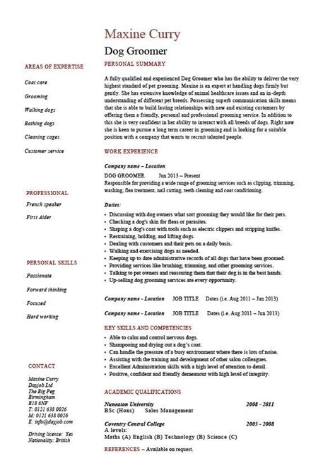 High school student resume templates will help you out in your. Dog groomer resume, pets, salon, job description, example ...
