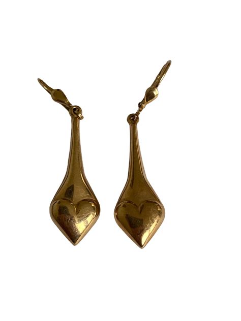 love heart drop earrings 9ct gold anadej art nouveau art deco exclusive jewellery