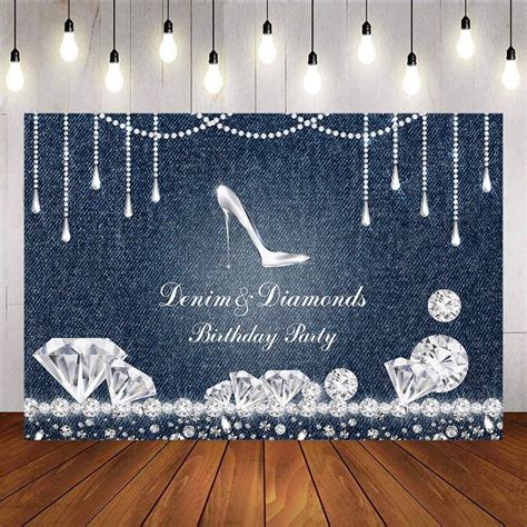 Custom Denim And Demonds Birthday Party Backdrop High Heels Deco