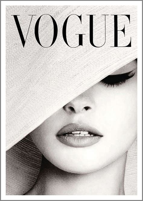 Vogue Cover Poster Vintage Magazine Artwork White Hat Print Vintage