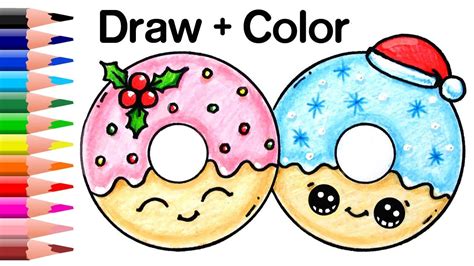 How To Draw Color Christmas Donuts Step By Step Easy And Cute Cute