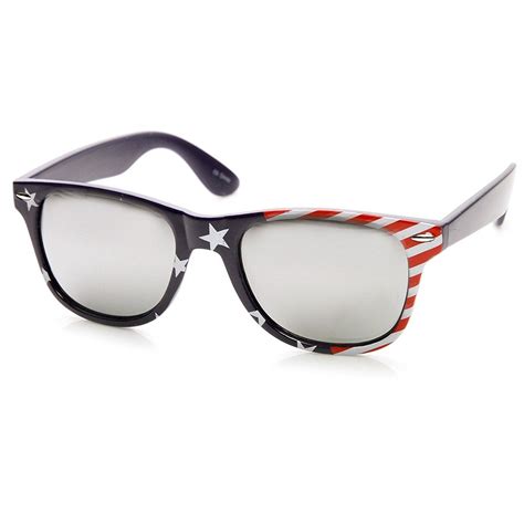 American Flag Usa Stars And Stripes Mirrored Horn Rimmed Sunglasses Stars Side Mirror
