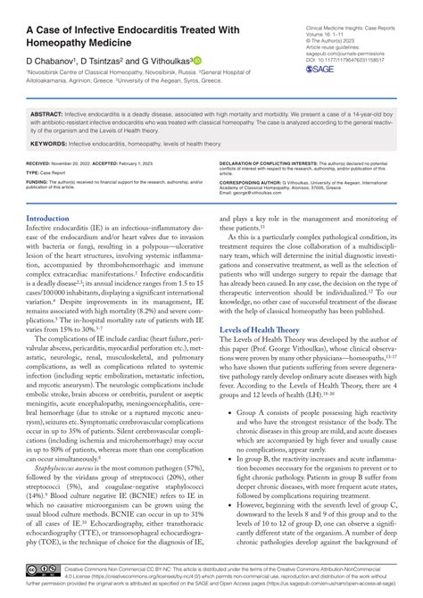 PDF A Case Of Infective Endocarditis Treated With Homeopathy Medicine