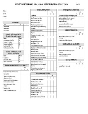 Science report card comments for kindergarten students _____ shows a keen interest in a wide variety of science topics. Kindergarten Report Cards Samples Wisconsin - Fill Online, Printable, Fillable, Blank | PDFfiller