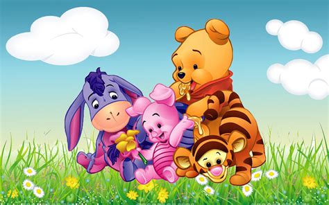 Cartoon Winnie The Pooh Tigger Piglet And Eeyore Babies Hd Wallpaper