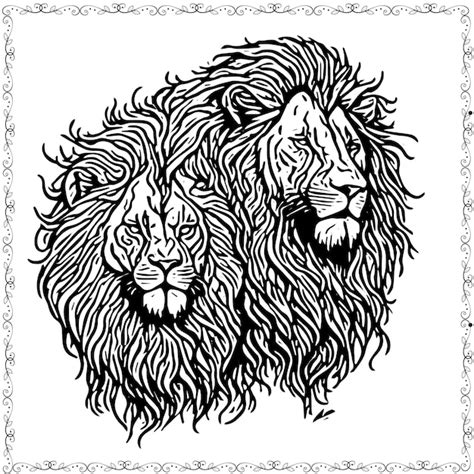 Premium Vector Vector Hand Drawn Lion Face Coloring Book Element