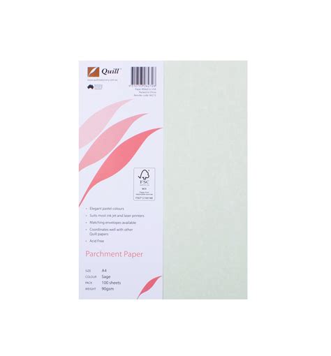 Quill Parchment Paper 90gsm A4 Pack 100 Sage Hamelin Brands