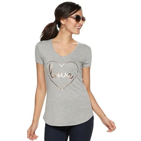 Womens Apt 9® V Neck Graphic Tee Women Clothes Tees