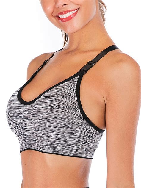 Dodoing Dodoing Womens High Support Sports Bra Fitness Yoga Stretch Tank Top Seamless