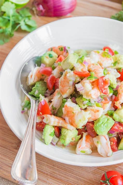 Mesclun salad instead of straight spinach and chopped whole fresh tomatoes. Shrimp Avocado Salad - From the Skinnytaste Cookbook