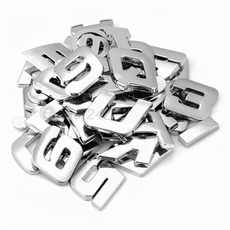 Chrome 3d Self Adhesive Letter Number Car Badge Emblem Sticker For Home