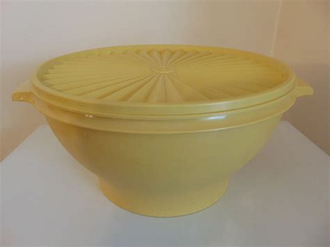 Vintage Harvest Gold Tupperware Servalier Bowl With Lid Etsy