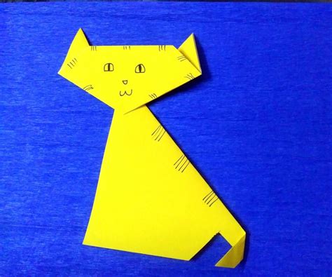 Vector monochrome image of paper cat origami contour drawing by line. How to Make Paper Cat (Origami) : 4 Steps - Instructables