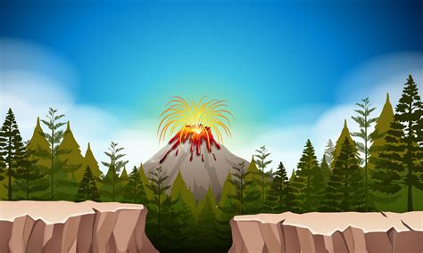Nature Scene With Volcano Eruption 365402 Vector Art At Vecteezy