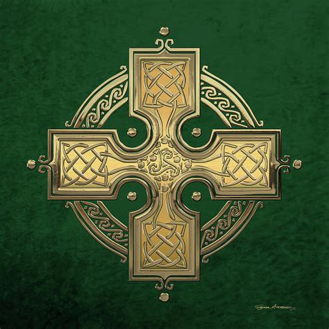 Calls for celtic v rangers to be scrapped 'above my head', says steven gerrard. Ancient Gold Celtic Knot Cross Over Green Velvet Digital ...