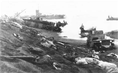 The allied invasion of normandy. Scenes of Death and Destruction at Iwo Jima Beaches