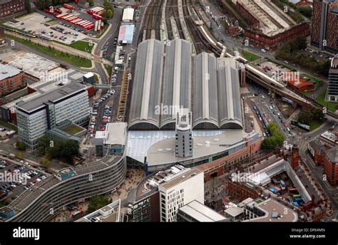Aerial View Of Manchester Piccadilly Railway Station Manchester Stock