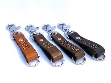Personalized Leather Keychain With Initials Leather Key Holder
