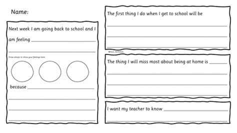Return To School Reflection Worksheet Teaching Resources