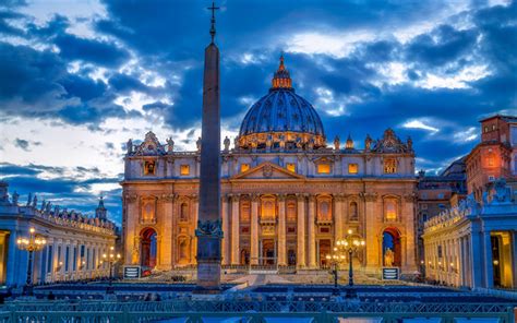 Download Wallpapers Saint Peters Basilica Vatican Evening City