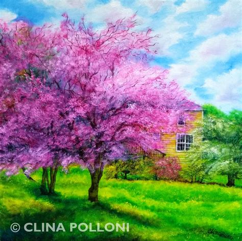 Cherry Blossom Trees Painting Clina Polloni Art