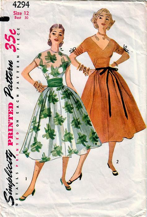 1950s Simplicity 4294 Vintage Sewing Pattern Misses One Piece Dress