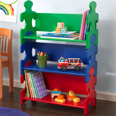 Kidkraft Kids Primary Color Puzzle Book Shelf Bookcase Free Shipping