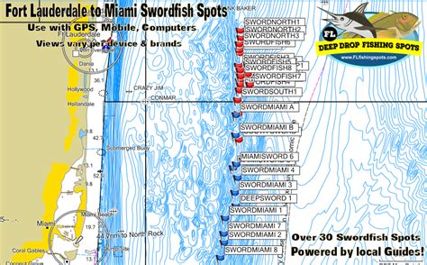 Miami Florida Offshore Fishing Map Florida Fishing Maps And Fishing Spots
