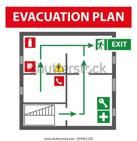 Signs Evacuation Plan Building Case Fire Stock Vector Royalty Free